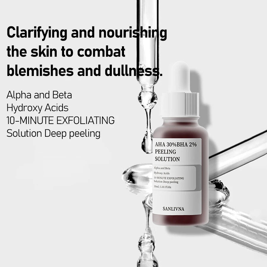 AHA 30% + BHA 2% Peeling Serum med Niacinamid 10%, Zink 1% & Hexapeptid | Exfolierande Ansiktsserum | Fyvra - Fyvra