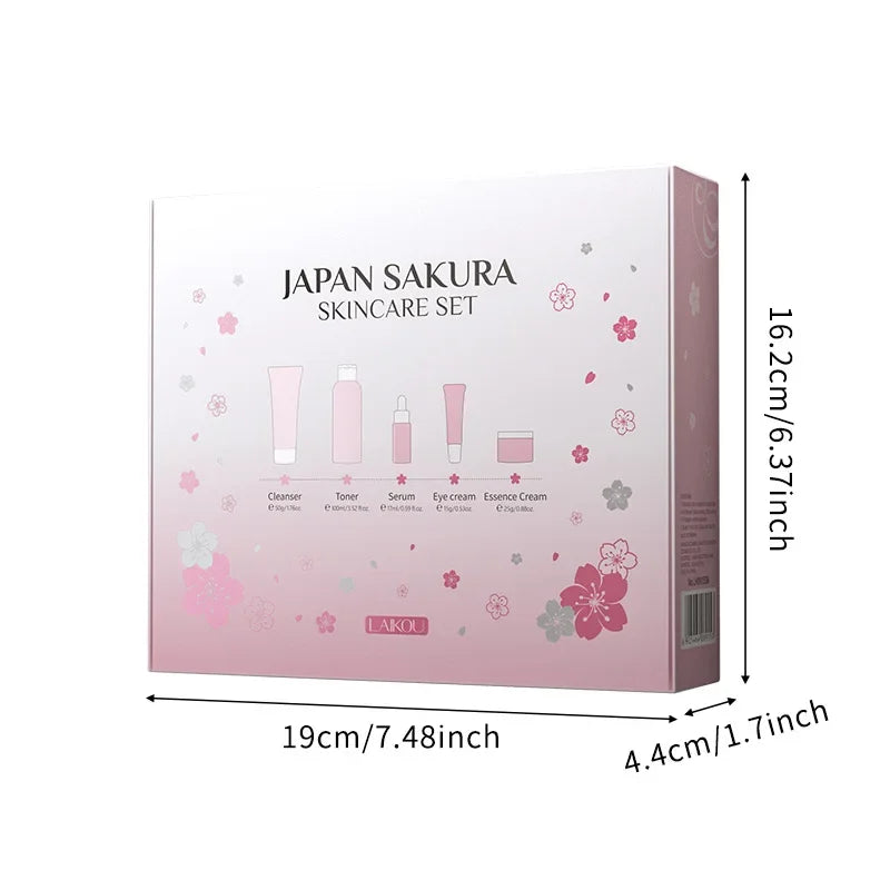 LAIKOU Sakura Skin Care Set – 5-delars Koreansk Hudvård med Serum, Ögonkräm & Ansiktskräm | Fyvra - Fyvra