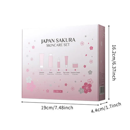 LAIKOU Sakura Skin Care Set – 5-delars Koreansk Hudvård med Serum, Ögonkräm & Ansiktskräm | Fyvra - Fyvra